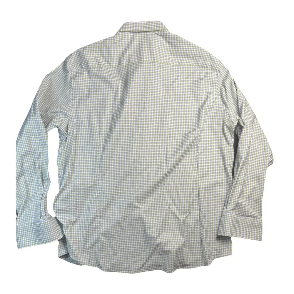 Egara‎ Shirt Mens XL Green Blue Check Slim Fit Stretch Non Iron Button Down - Picture 5 of 5